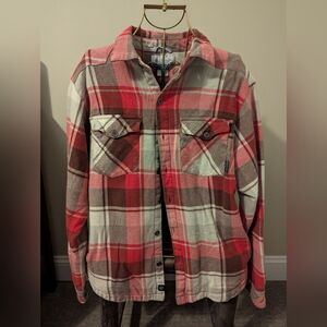 Men's/Women's Columbia Red and Brown Flemnel Plaid Shirt Jacket
